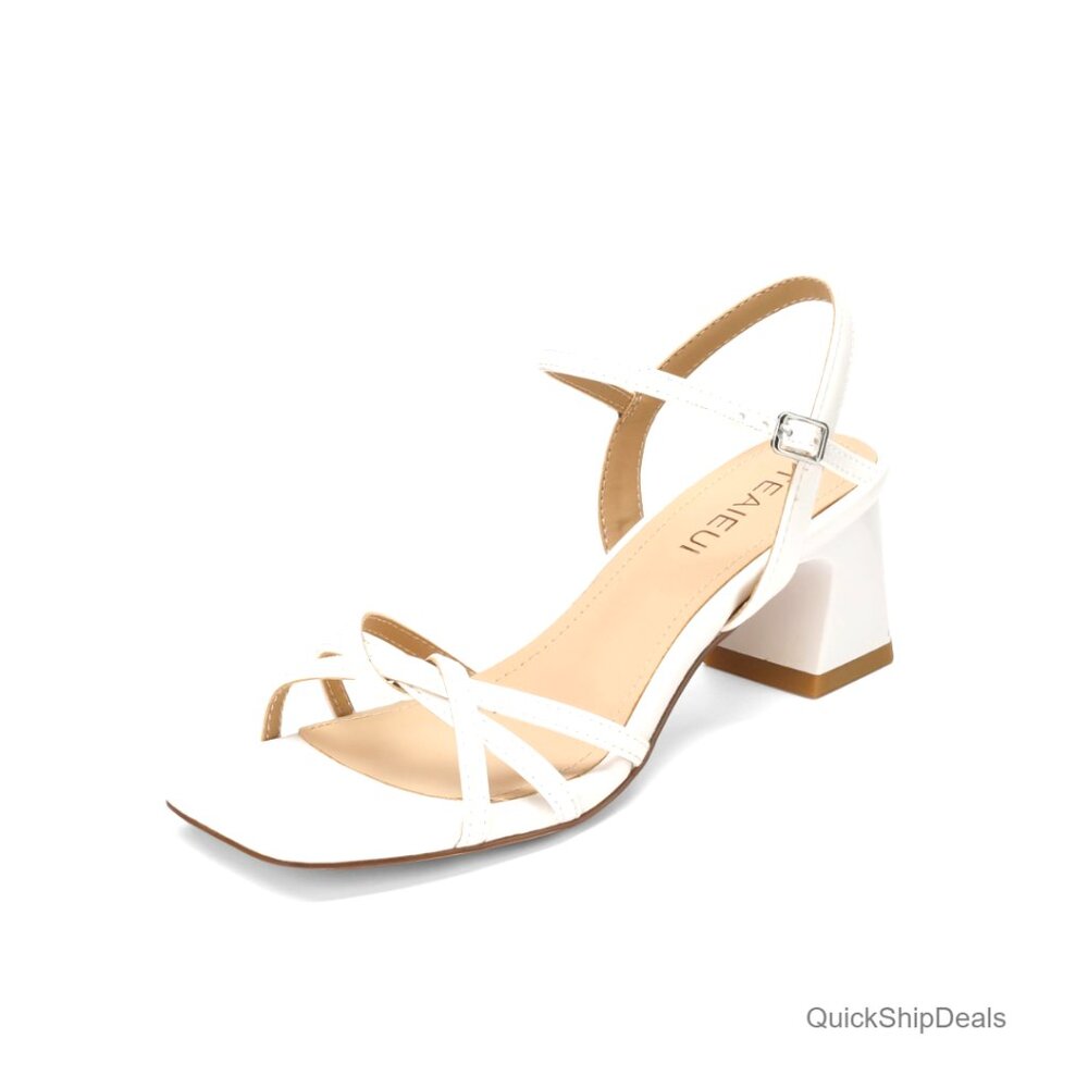 Low Block Heel Sandals with Cushioned Insole and Adjustable Ankle Strap